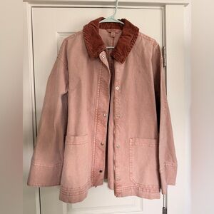 Old Navy Pink Utility Jacket with Brown Corduroy Collar